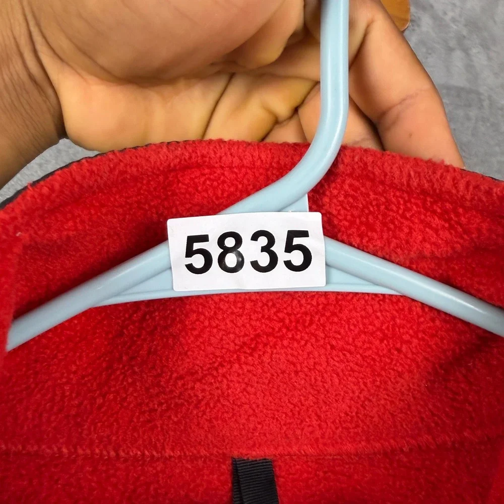 The North Face Mens Denali Fleece Jacket Red Black Colorblock Full Zip Large